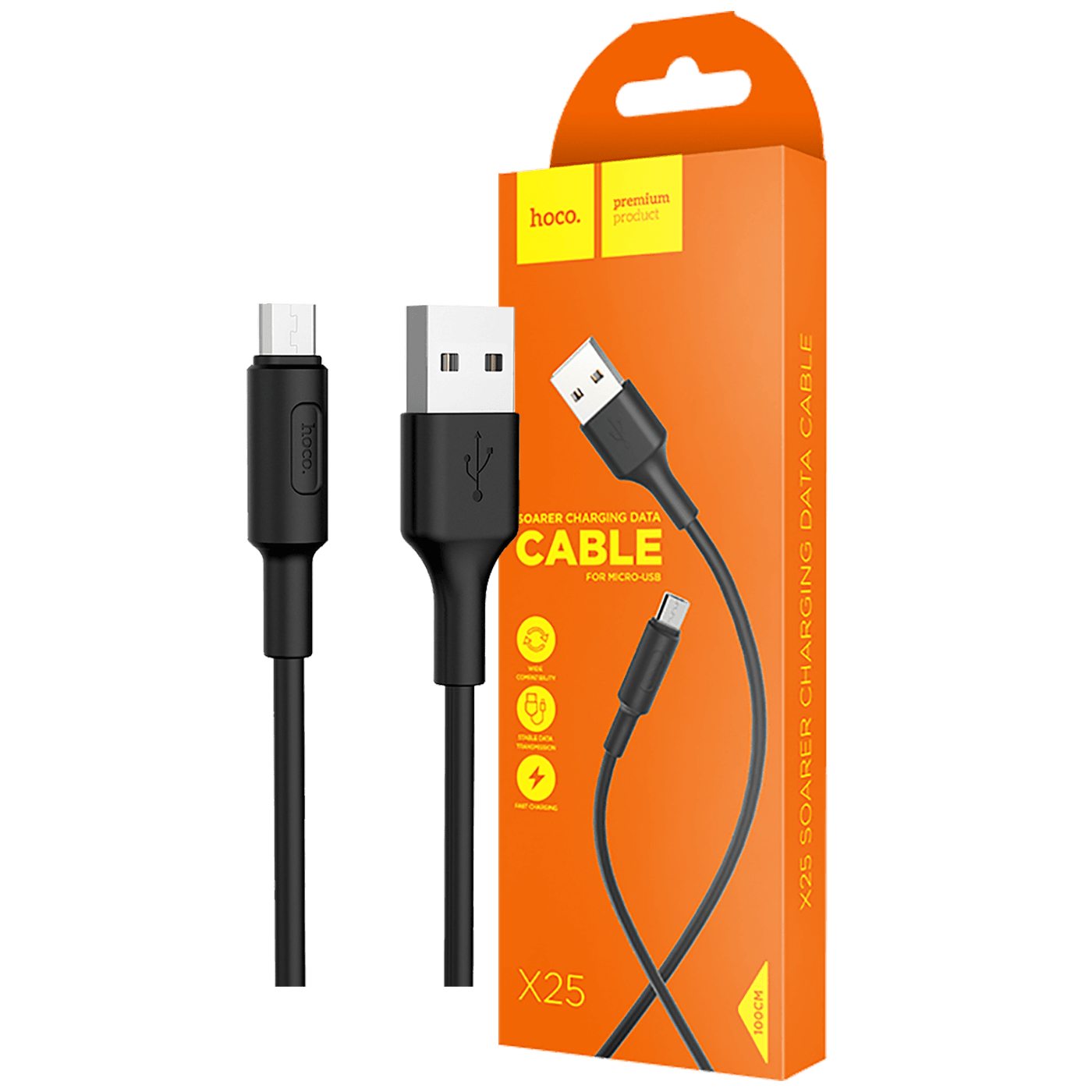 Hoco USB kabl za smartphone, micro USB kabl, 1 met., 2 A, crna - X25 Soarer Micro USB, Crni