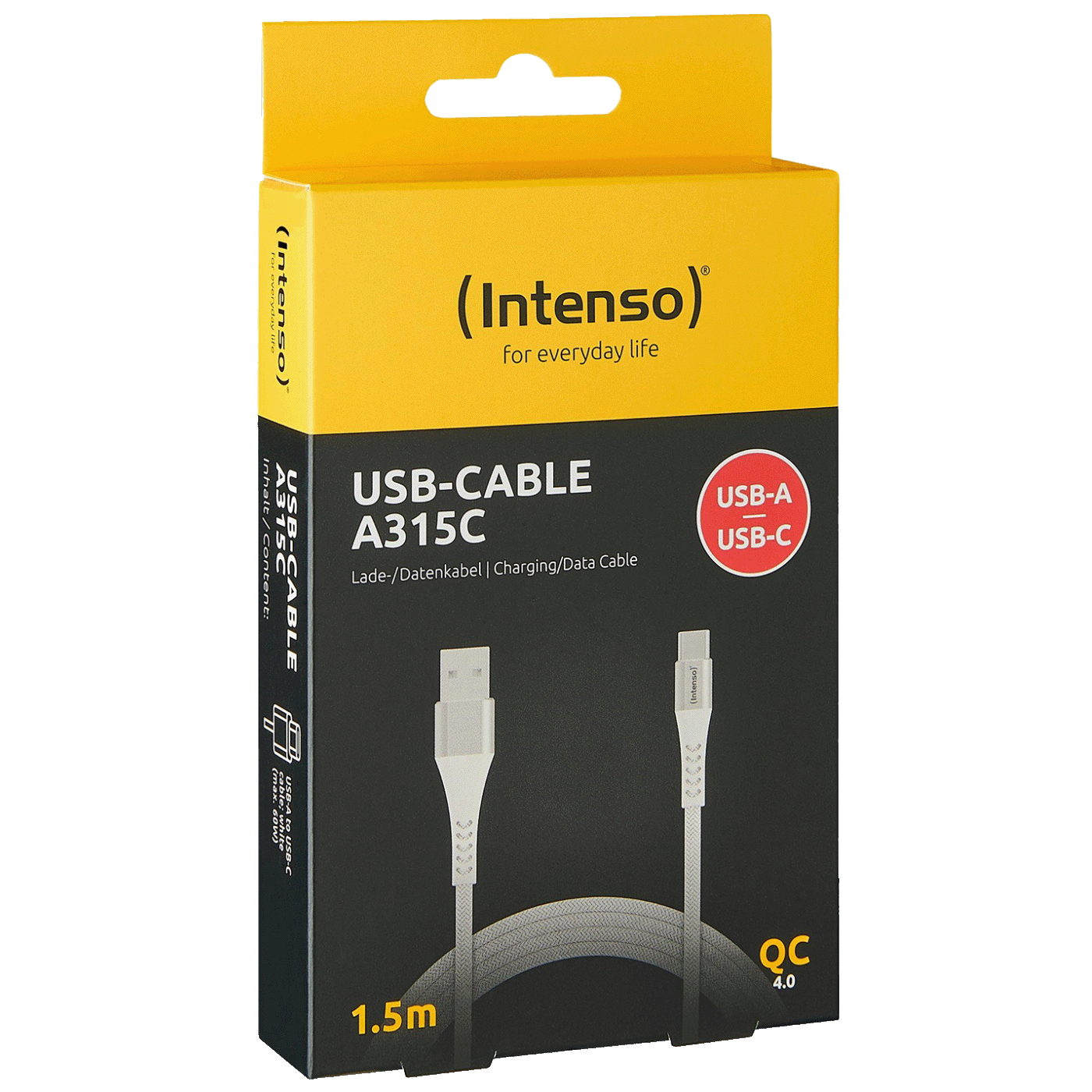 Intenso USB kabl za smartphone, USB-A to USB type C, 1.5 met. - USB-Cable A315C, Bijeli