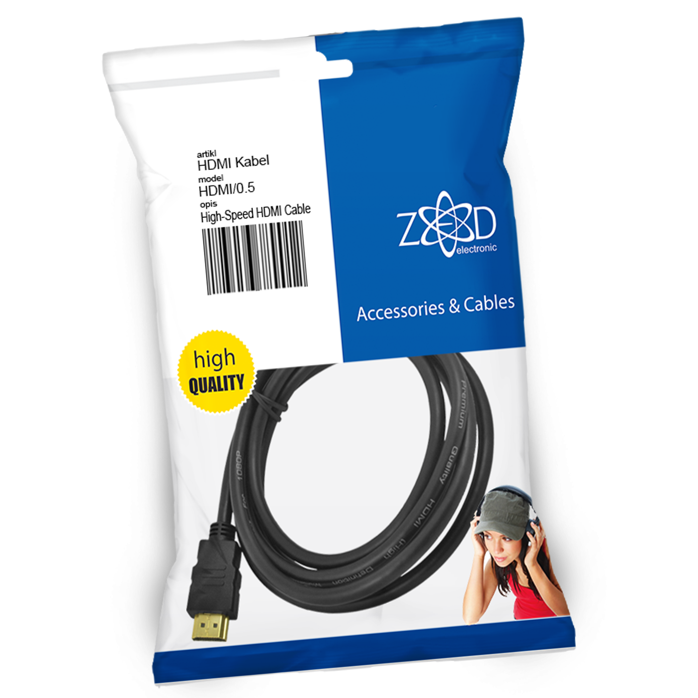 ZED electronic HDMI kabl, 0.5 met - HDMI/0.50, Crni