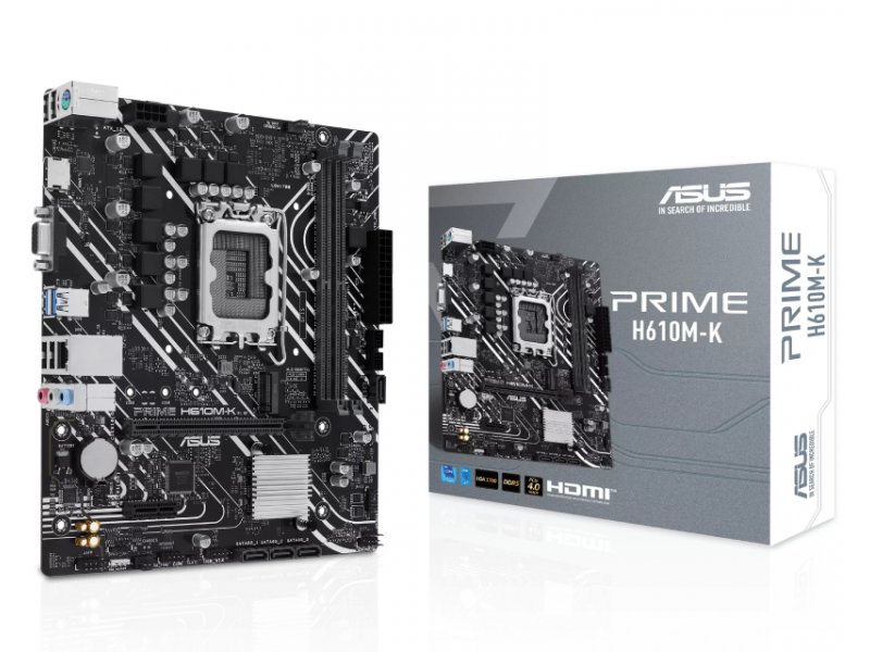 ASUS matična ploča PRIME H610M-K ARGB LGA1700, 2xDDR5, 1x M.2, 6xUSB1x VGA, 1x HDMI, mATX