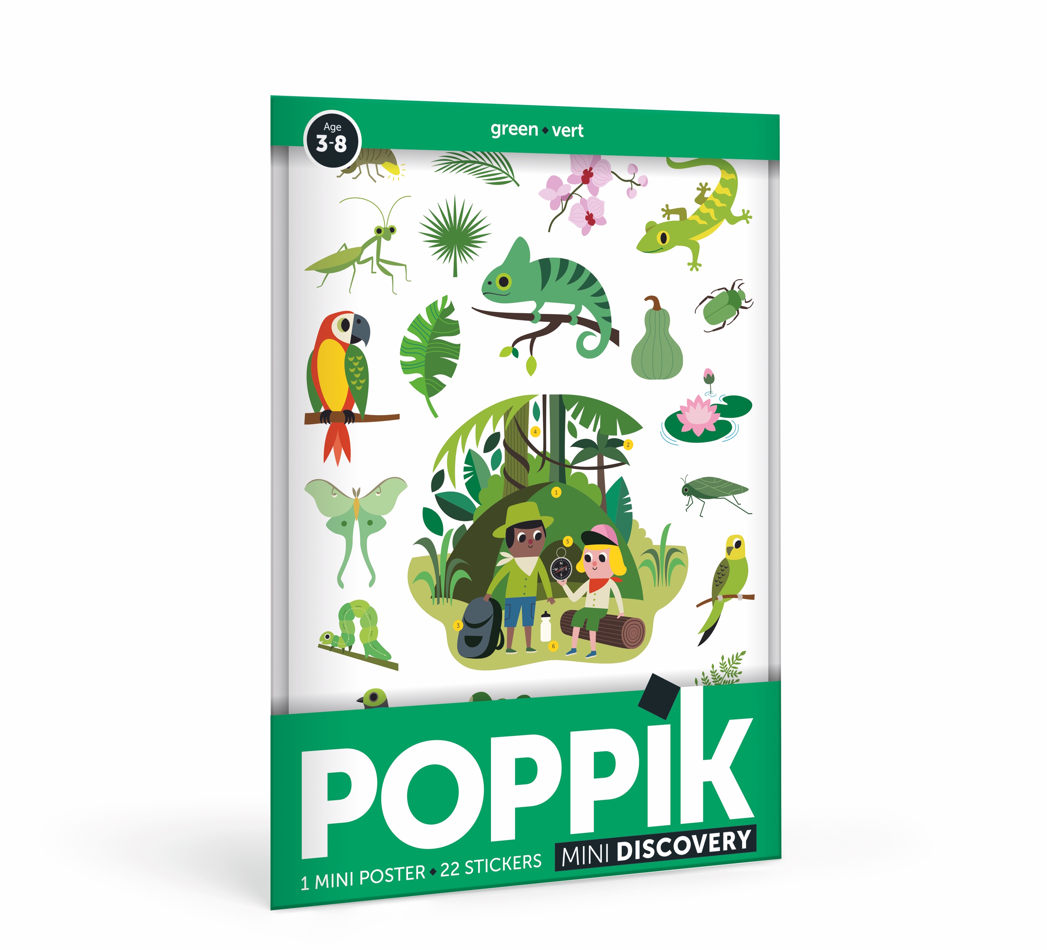 POPPIK Edukativni poster s nalepnicama Mini otkrića Zelena boja