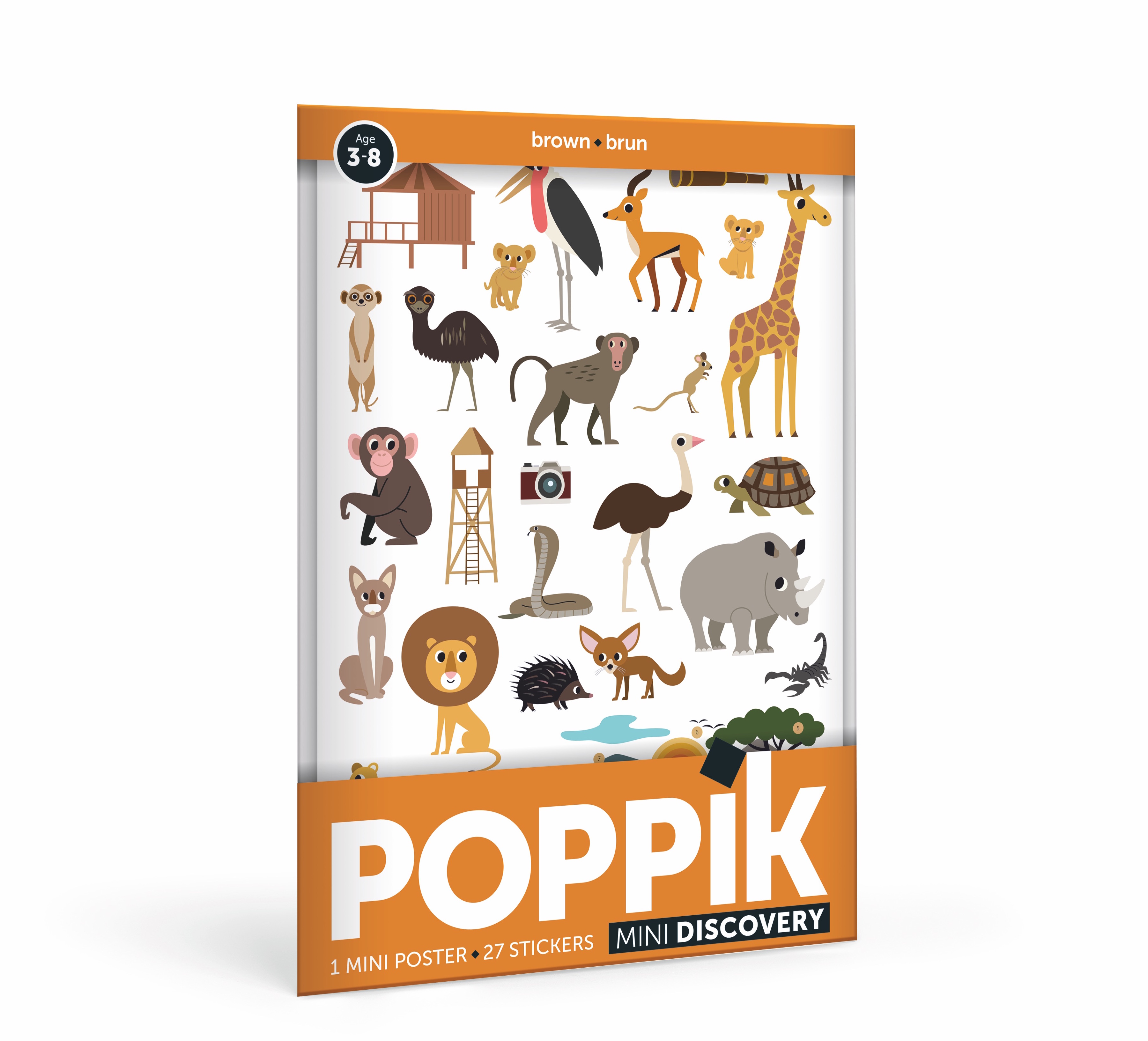 POPPIK Edukativni poster s nalepnicama Mini otkrića Braon boja