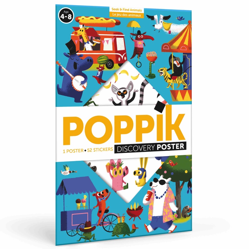 Poppik Edukativni poster s nalepnicama Otkrića: Smešne Životinje 4-8