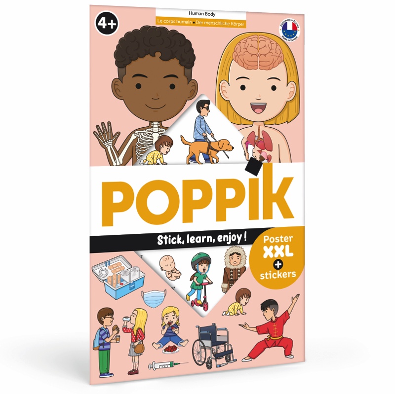 Poppik Edukativni poster s nalepnicama Otkrića: Ljudsko telo 4+