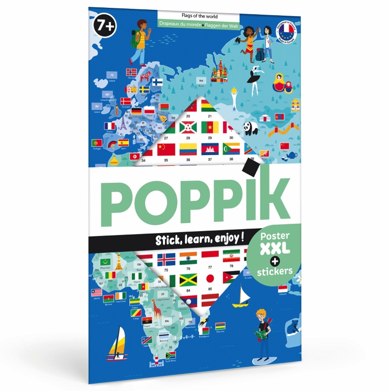 Poppik Edukativni poster s nalepnicama Otkrića: Zastave 7+