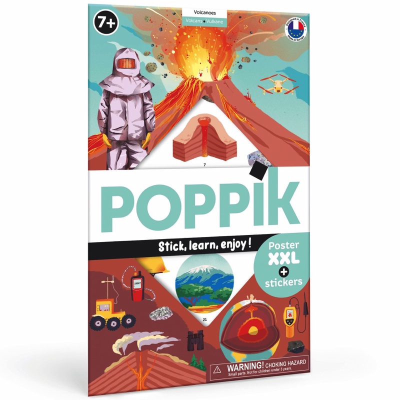 Poppik Edukativni poster s nalepnicama Otkrića: Volcans 7+
