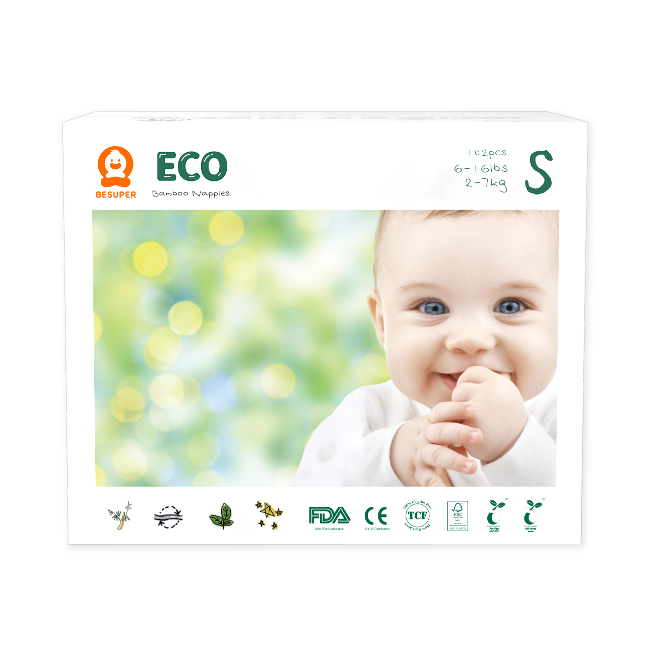 BESUPER ECO BAMBOO Pelene S (2-7 kg) 102/1