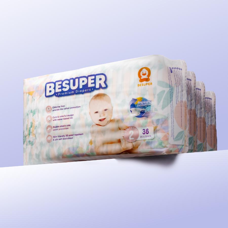 BESUPER PREMIUM Pelene 2, S, (3-8kg), Mesečno pakovanje, 144 komada