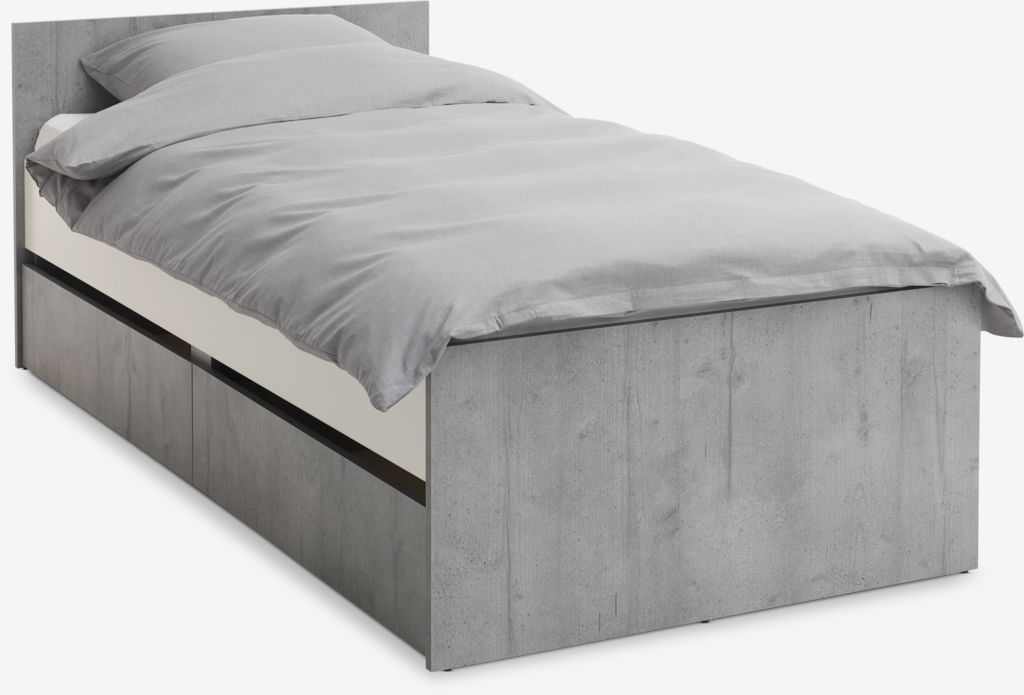 Linnea Ram krevet sa prostorom za odlaganje 90x200cm, Sivo-bijela