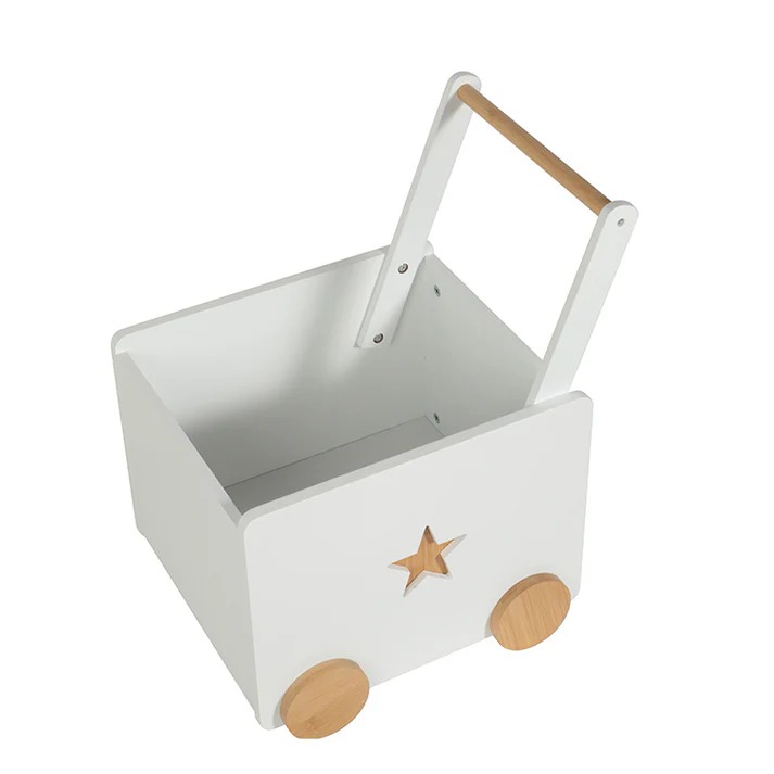 KINDER HOME Kutija za igračke sa točkićima, Drvena, Bela