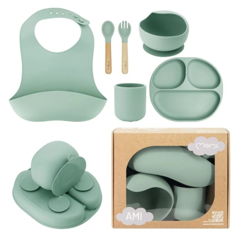 MoMi Ami silikonski set za hranjenje Grey