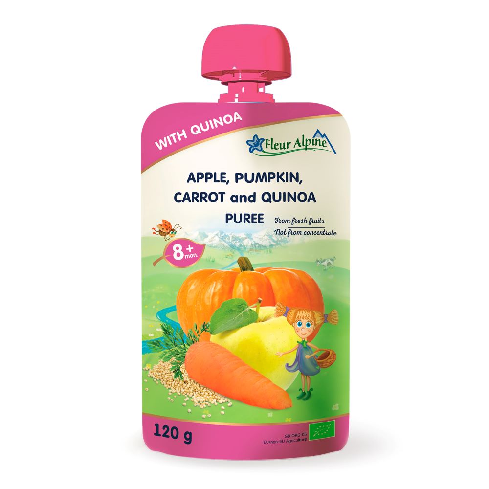 Fleur Alpine organski pire sa jabukom, šargarepom, bundevom i kinoom 8+, 120 g