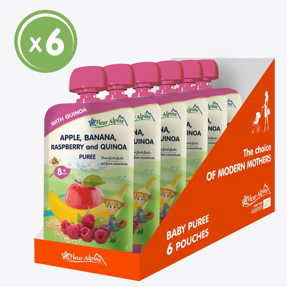Fleur Alpine organski pire sa malinom i kinoom 8+, 120 g x 6 kom