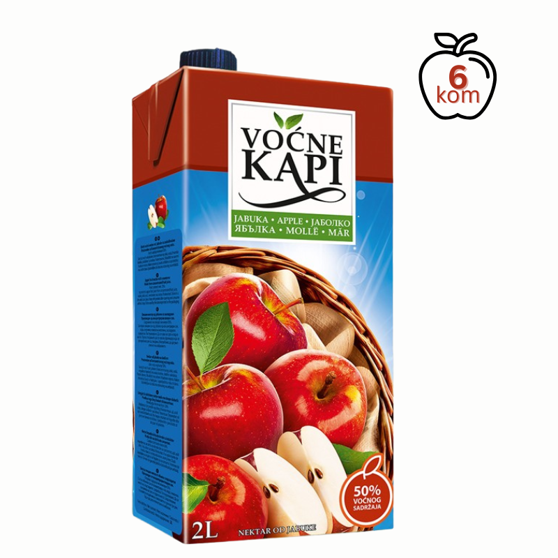 Voćne Kapi sok jabuka 2L – paket 6/1