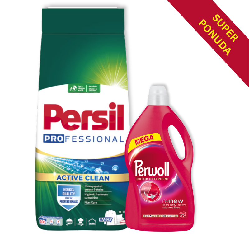 Persil 7.5 kg (100 pranja) + Perwoll Color Renew 3.75 L (75 pranja) – Premium set za pranje veša