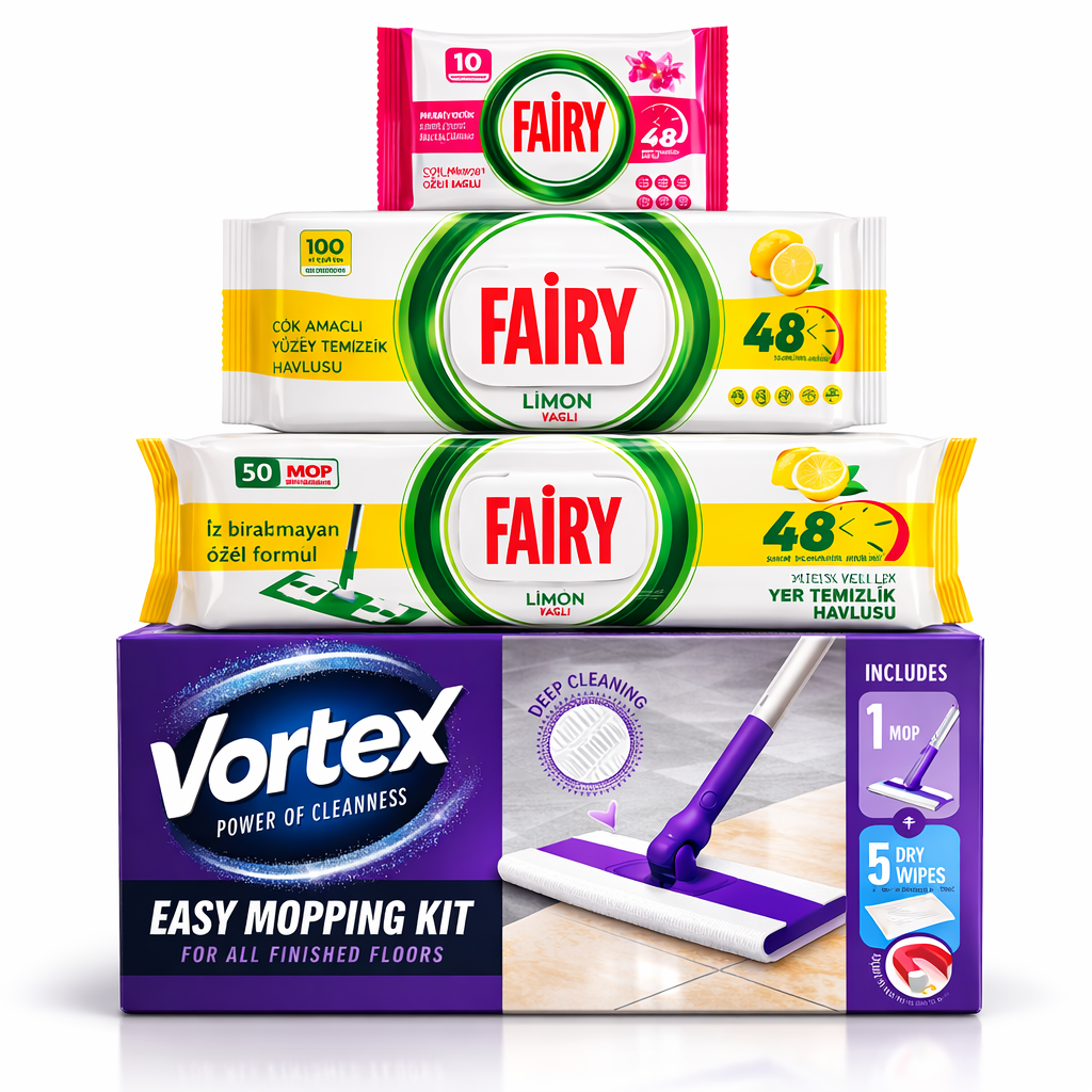 Vortex Mop Set + Fairy vlažne maramice (Limun + Lily) - Set za čišćenje podova i površina | Ananas