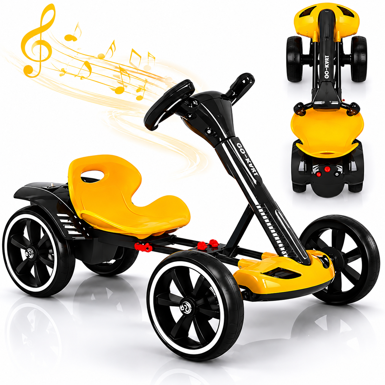 Dječiji električni go-kart na bateriju sa punjačem,Žuti | Ananas