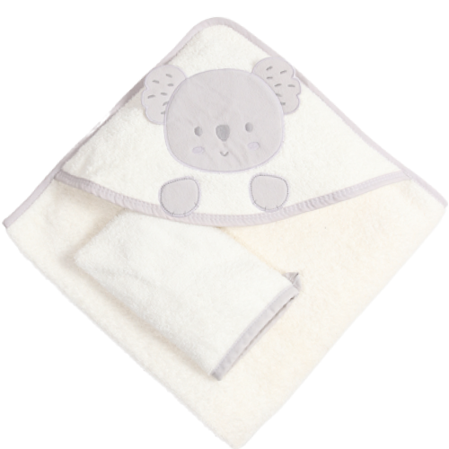 Bebekevi peškir sa kapuljačom i rukavicom 75x75cm Koala Bela