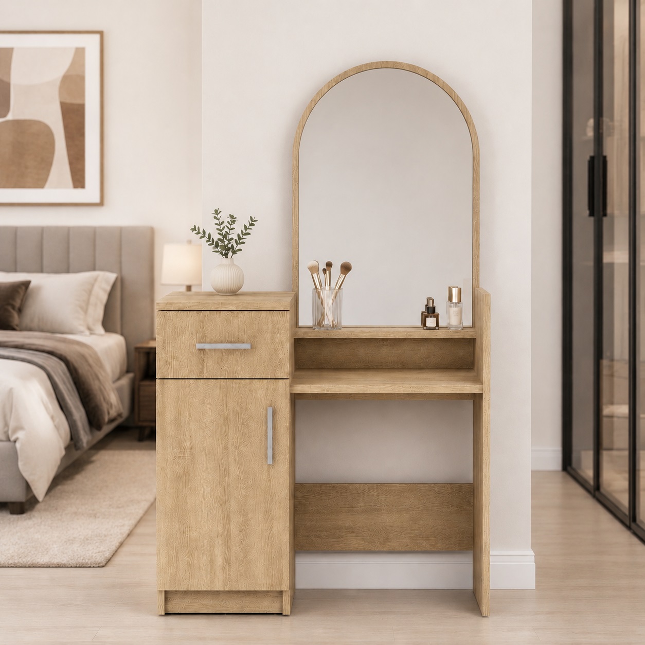 Stol za šminkanje sa ogledalom Eco 2, 85.6X139x39, Sonoma