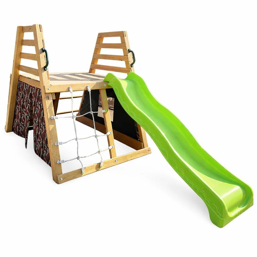 Dečiji drveni tobogan sa penjalicom za dvorište KINDER HOME, 285×152×123 cm | Ananas