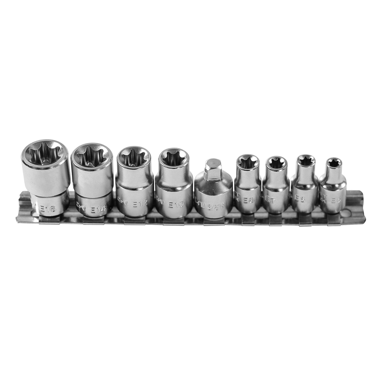 HOGERT set od 9 Torx nasadnih ključeva 1/4" i 3/8" sivi