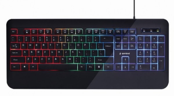 Tastatura GEMBIRD, KB-UML-03 Slim Rainbow backlight multimedia keyboard, USB, USA layout