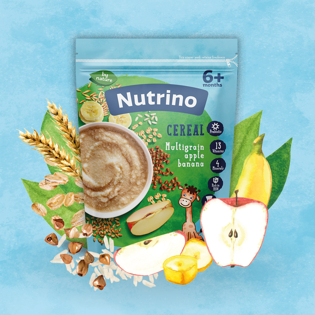 Nutrino Bezmlečna kaša, 5 žitarica sa jabukom i bananom, 200g