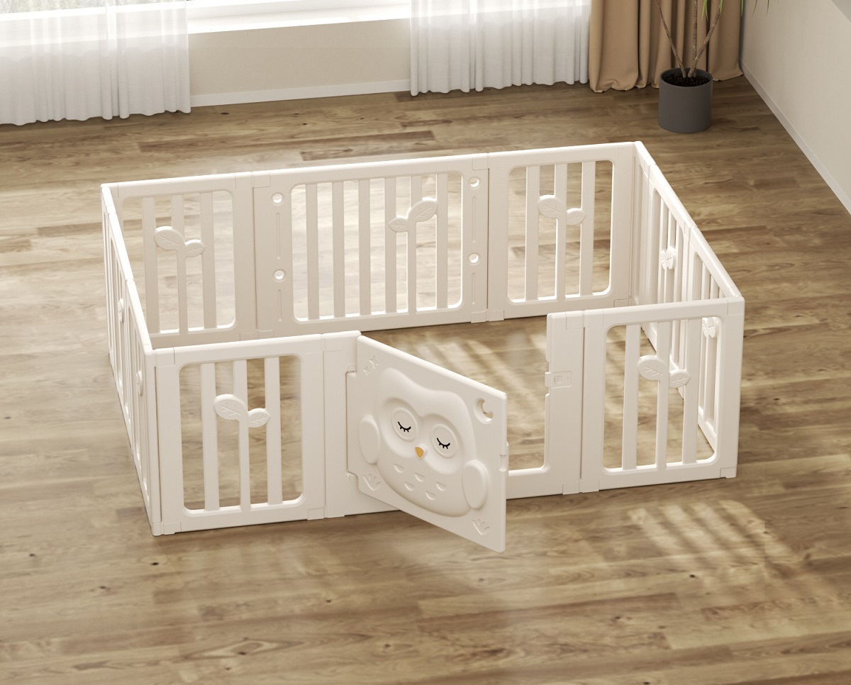 FEELKIDS Ogradica Sovica, Nesklopiva, 126 x 186 x 63 cm, Bela