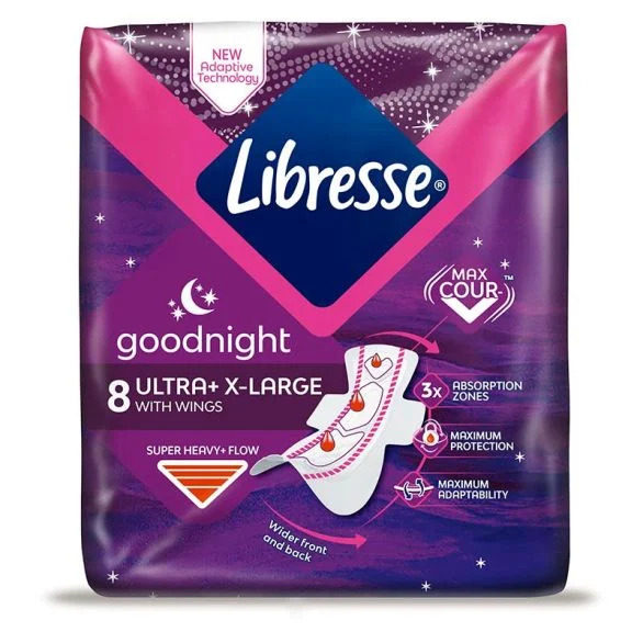 Libresse Ultra X-Large Higijenski ulošci, Sa krilcima, Noćni, 8 komada ...