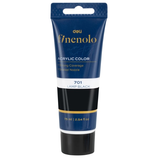 DELI Akrilna boja u tubi EC75-BK, 75 ml, Crna