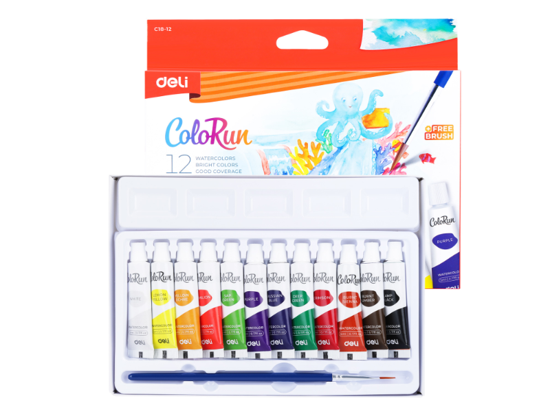 DELI Tempera Colorun EC18-12, 24x5 ml
