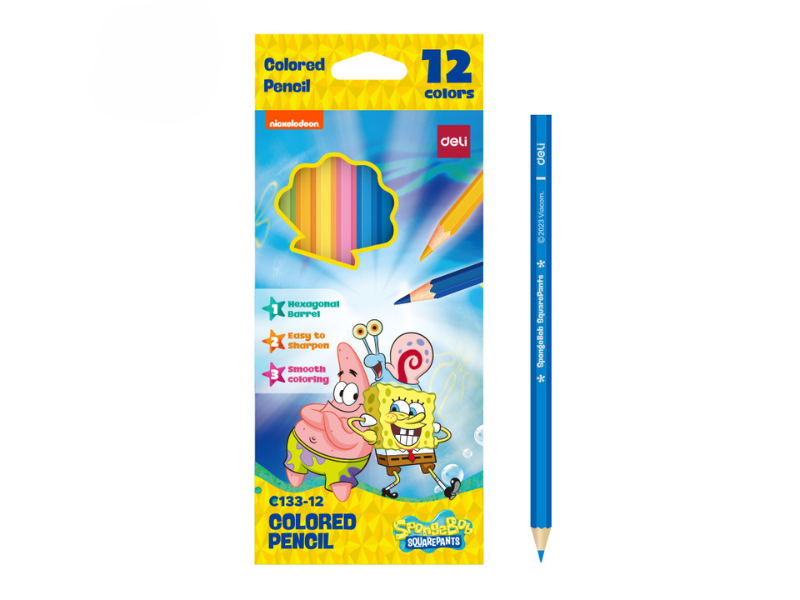 Deli set drvenih bojica SpongeBob EC133-12, 12 dijelova