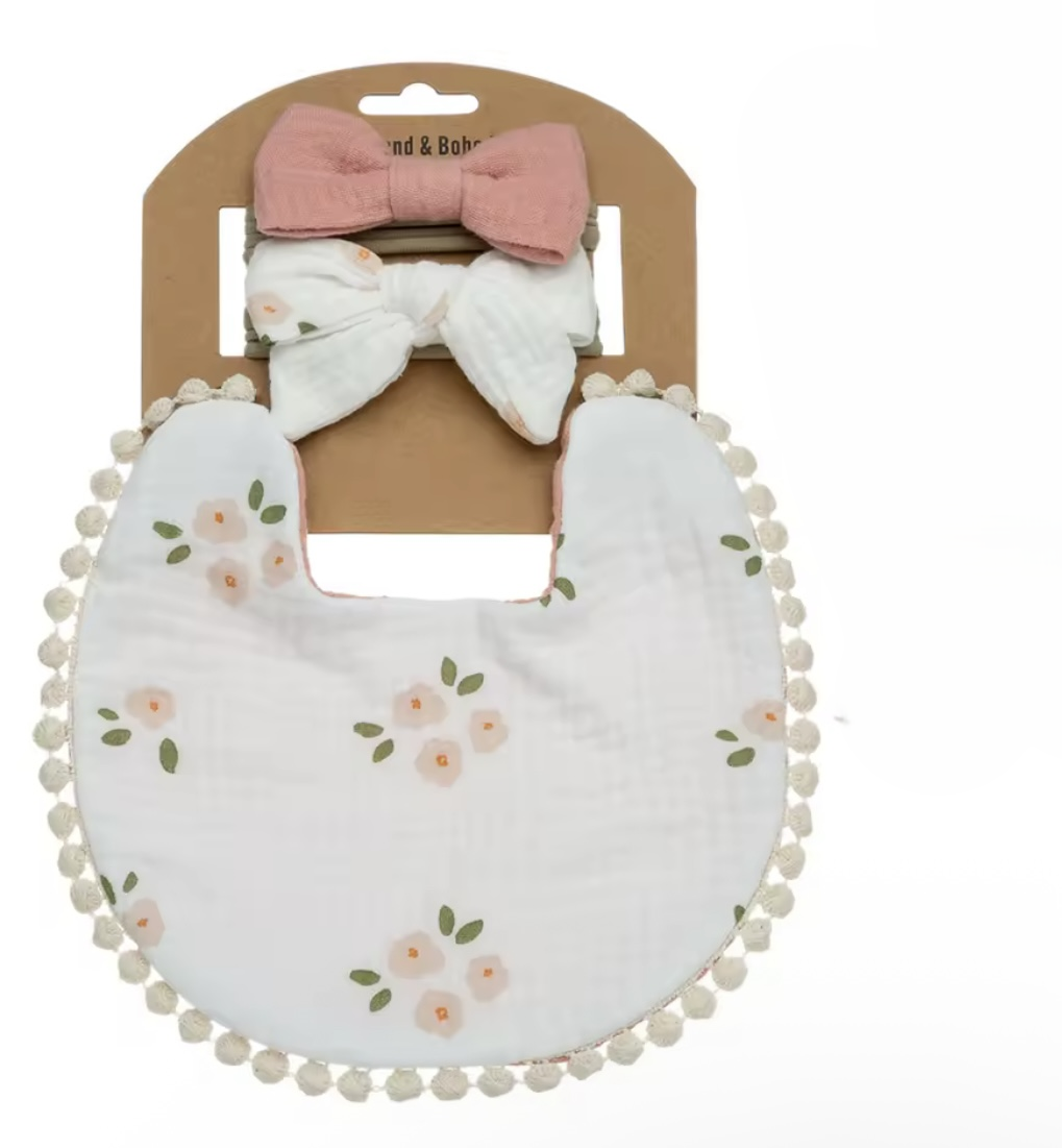 Seemly Toys Set portikla i trake za kosu za bebe, 3 komada, Belo-roze