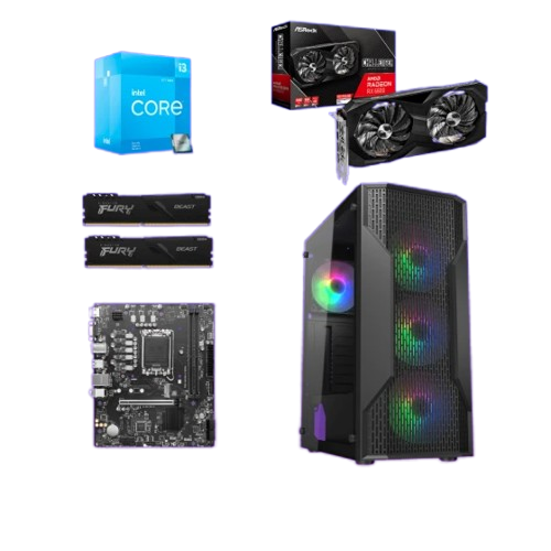 Start Desktop računar Explorer, i3 12100F, 16GB DDR4, 512GB SSD, RX 7600, Windows 11 Pro, Office 2021, Crni | Ananas