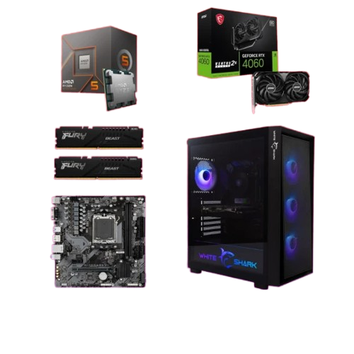 Start Desktop računar Sulphur, Ryzen 5 8400F, RTX 4060, 32GB DDR5, 1TB SSD, Windows 11 Pro, Office 2021, Crni | Ananas