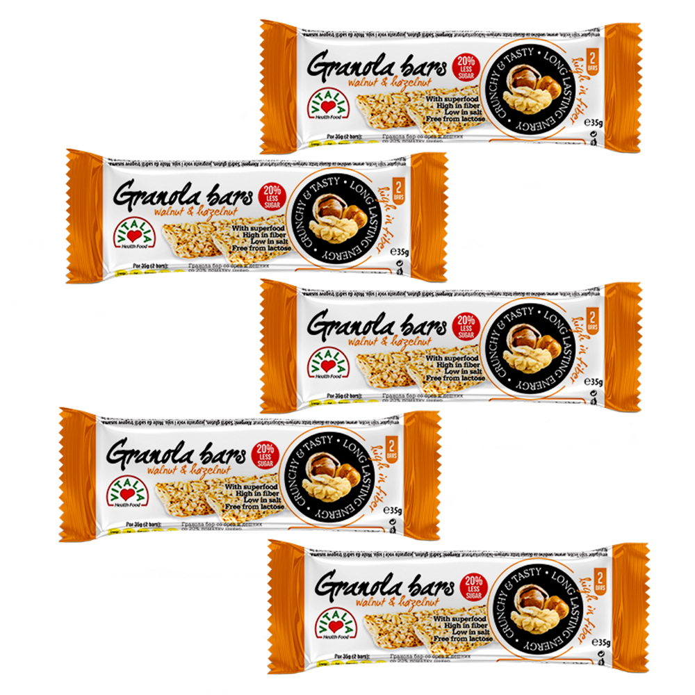 Vitalia Granola bar, Orah i lešnik, 35g, 5 komada Online prodaja Ananas