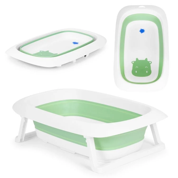 ECO TOYS Sklopiva kadica za bebe sa odvodom Cow, zelena