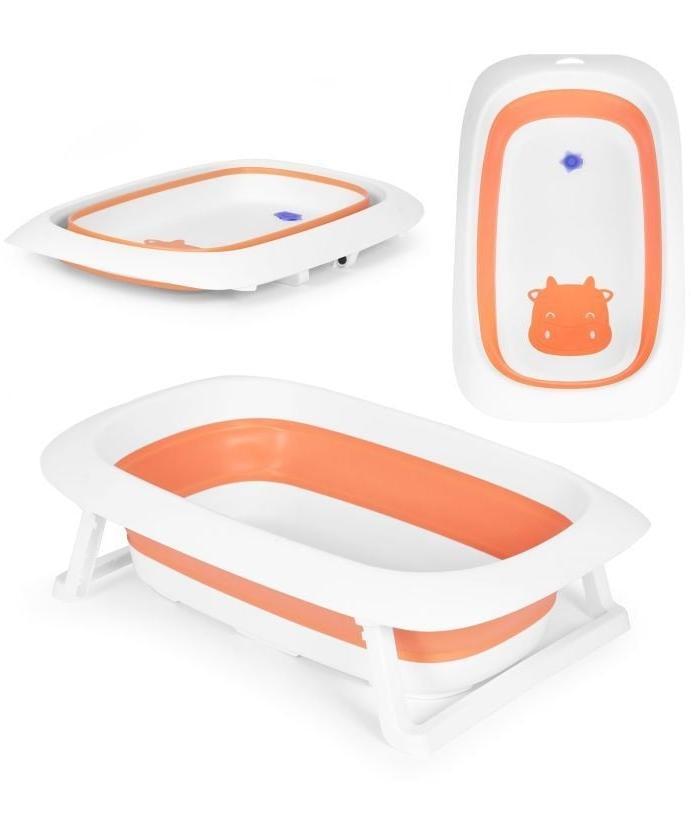 ECO TOYS Sklopiva kadica za bebe sa odvodom Cow, narandžasta