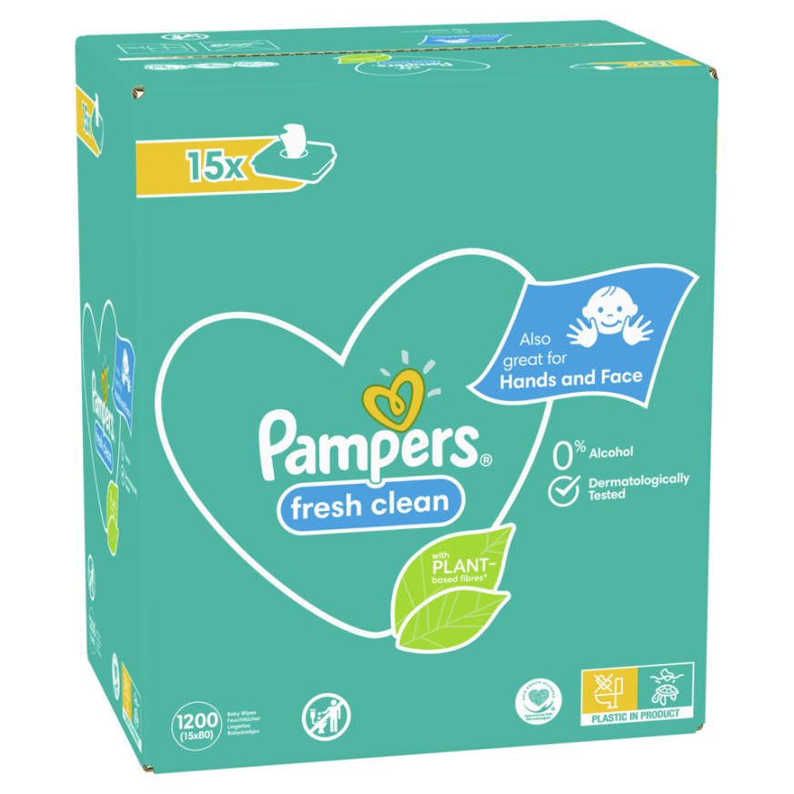 Pampers Pelene Pants 5, Monthly, 12-17kg, 152/1+ Pampers Vlažne maramice Fresh clean, 15x80 komada+Bright Starts Podloga za bebe Safari, 20 melodija, Tirkizna