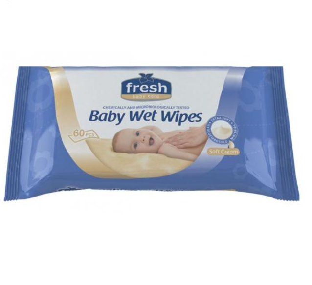 FRESH Vlažne maramice Baby cream, 60 komada