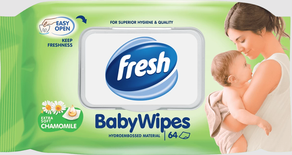FRESH Vlažne maramice Baby chamomile, 64 komada, sa poklopcem