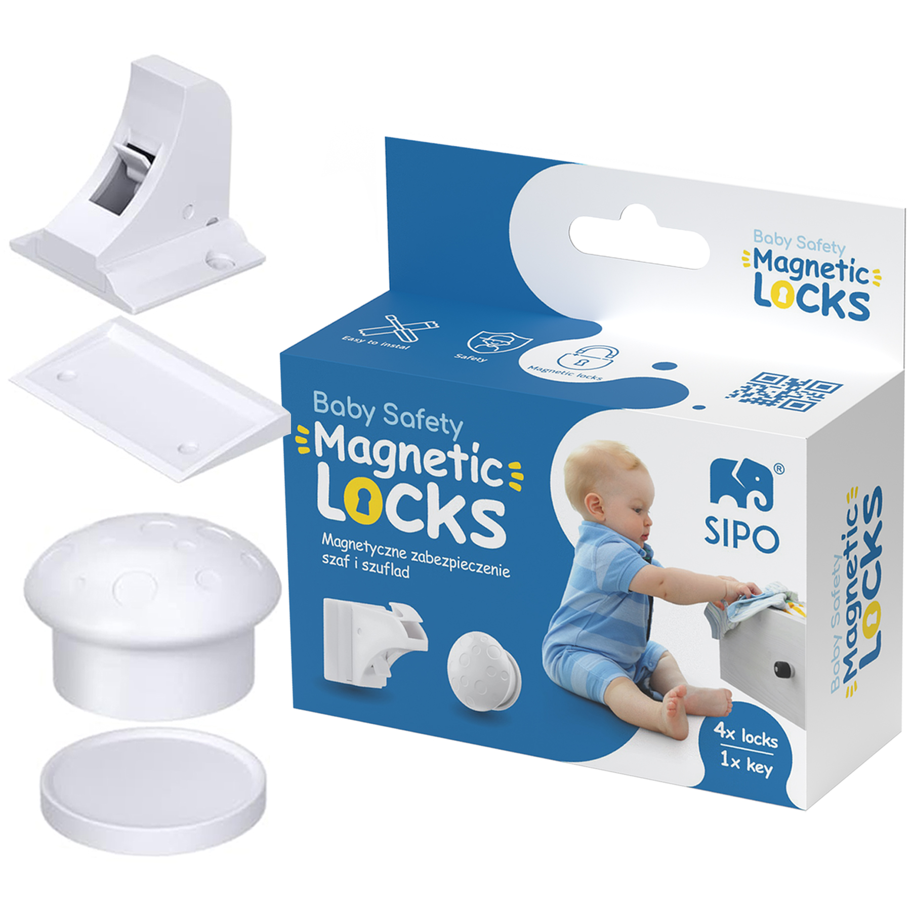 SIPO Magnetne sigurnosne brave za ormariće i fioke, 4 komada
