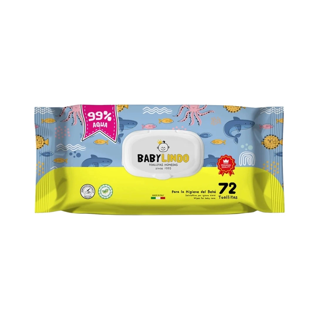 Baby Lindo Vlažne maramice 99% voda, 72 komada