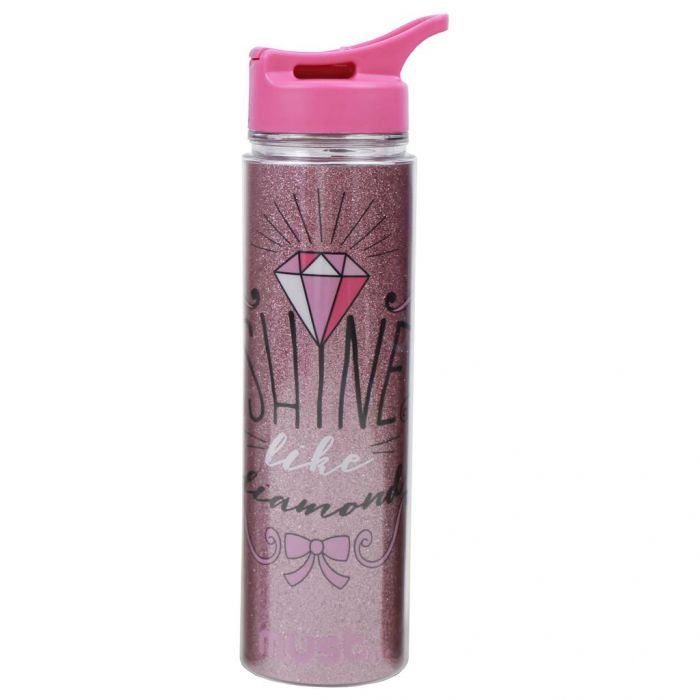 MUST Flašica za vodu Shine like diamond 0.45 L roze