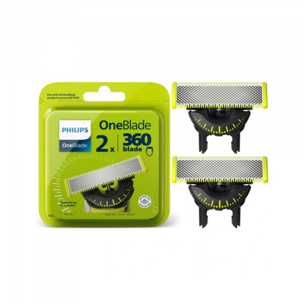 Pack De 2 Lames De Rechange Philips OneBlade 360 - Réf. QP420/60 - Pour Rasoir OneBlade - Neuf