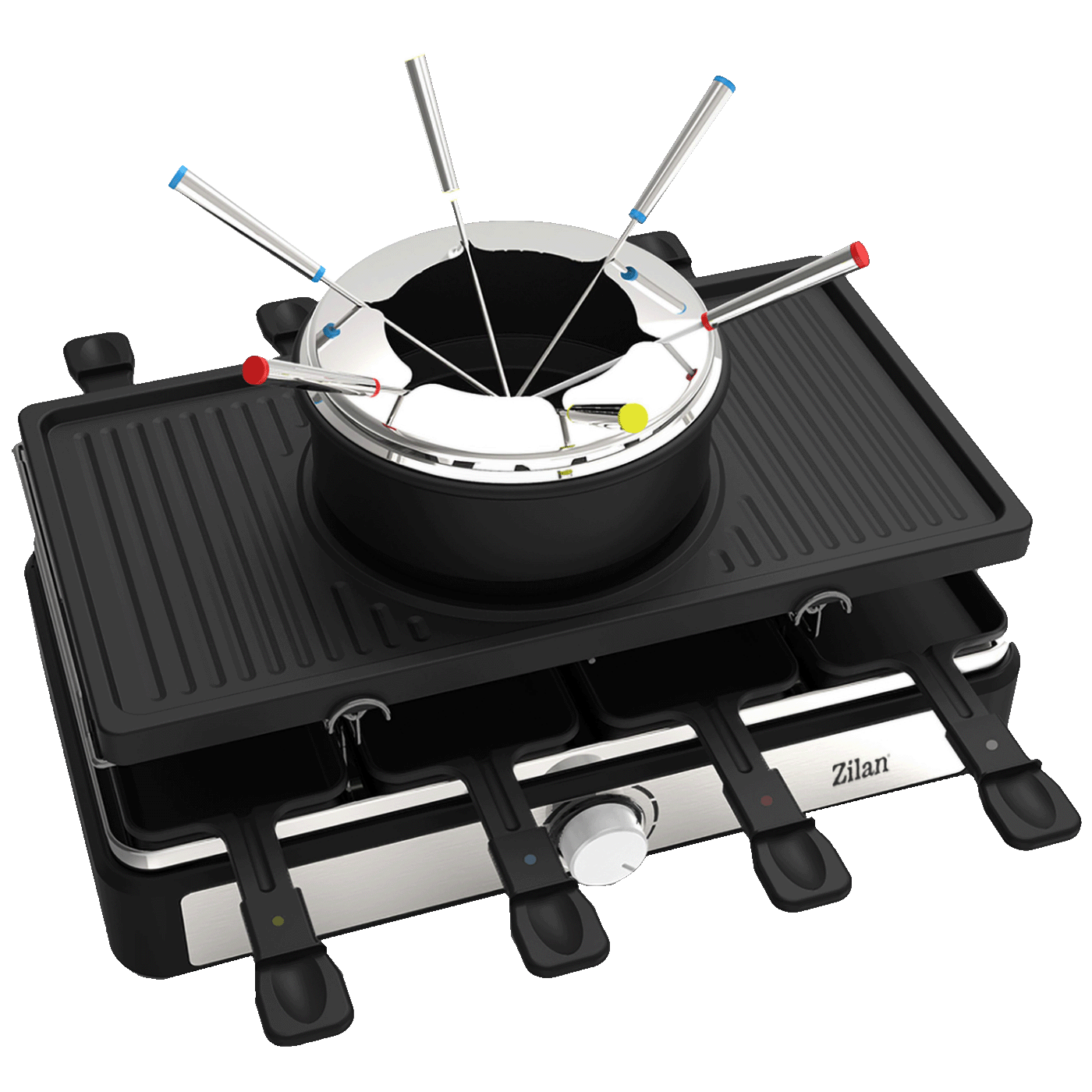Zilan Električni Roštilj / Raclette / Fondue od sira, 3u1, 1400W - ZLN8856, Crni