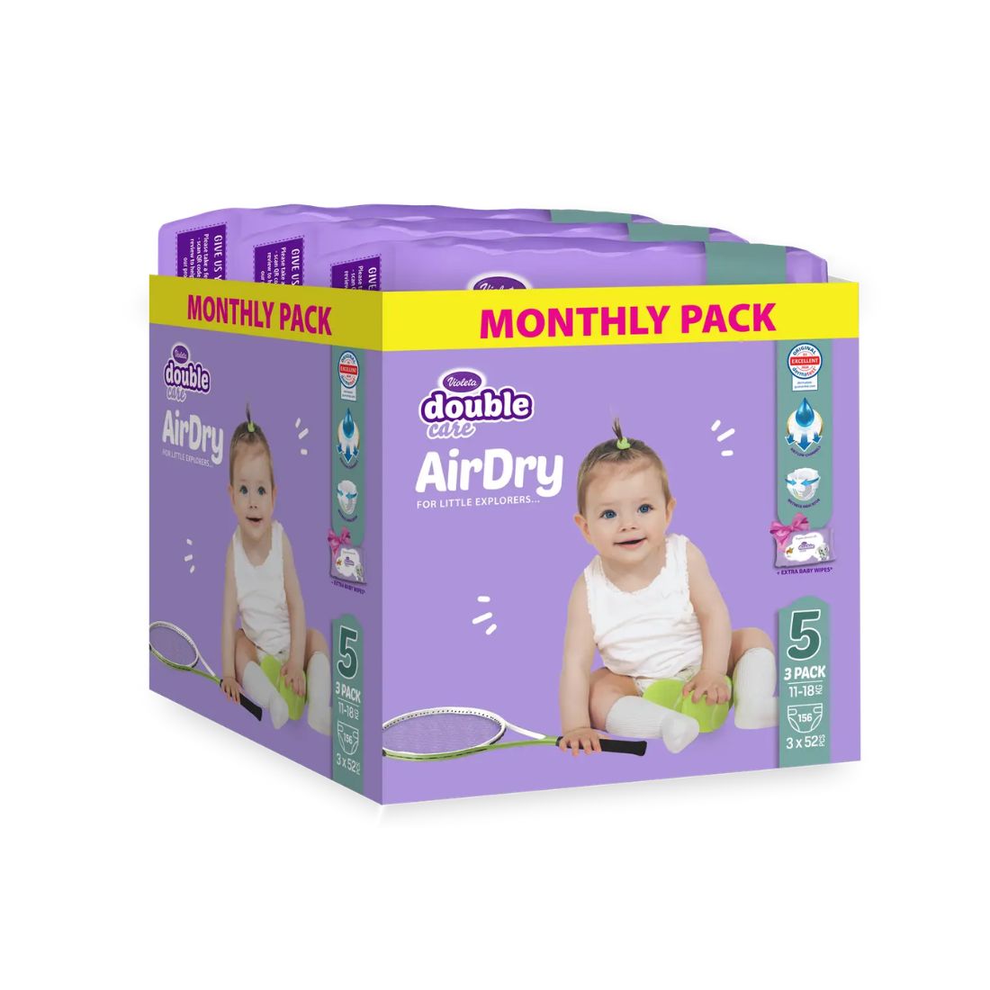 Violeta Pelene Air Dry, Maxi 5, Monthly, 156 komada
