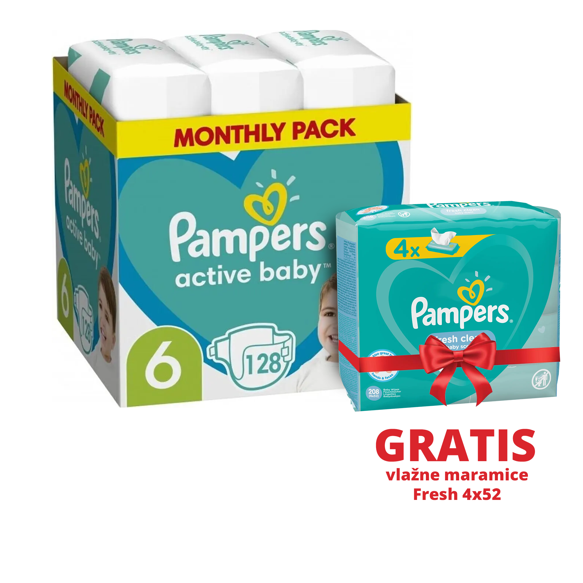 Pampers Pelene MSB 6, Jumbo, Maxi, XL, 128/1 | Ananas
