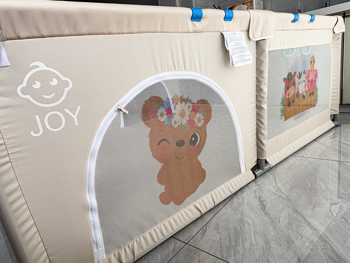 Joy Ogradica za bebe, 127x127 cm, Bež + print
