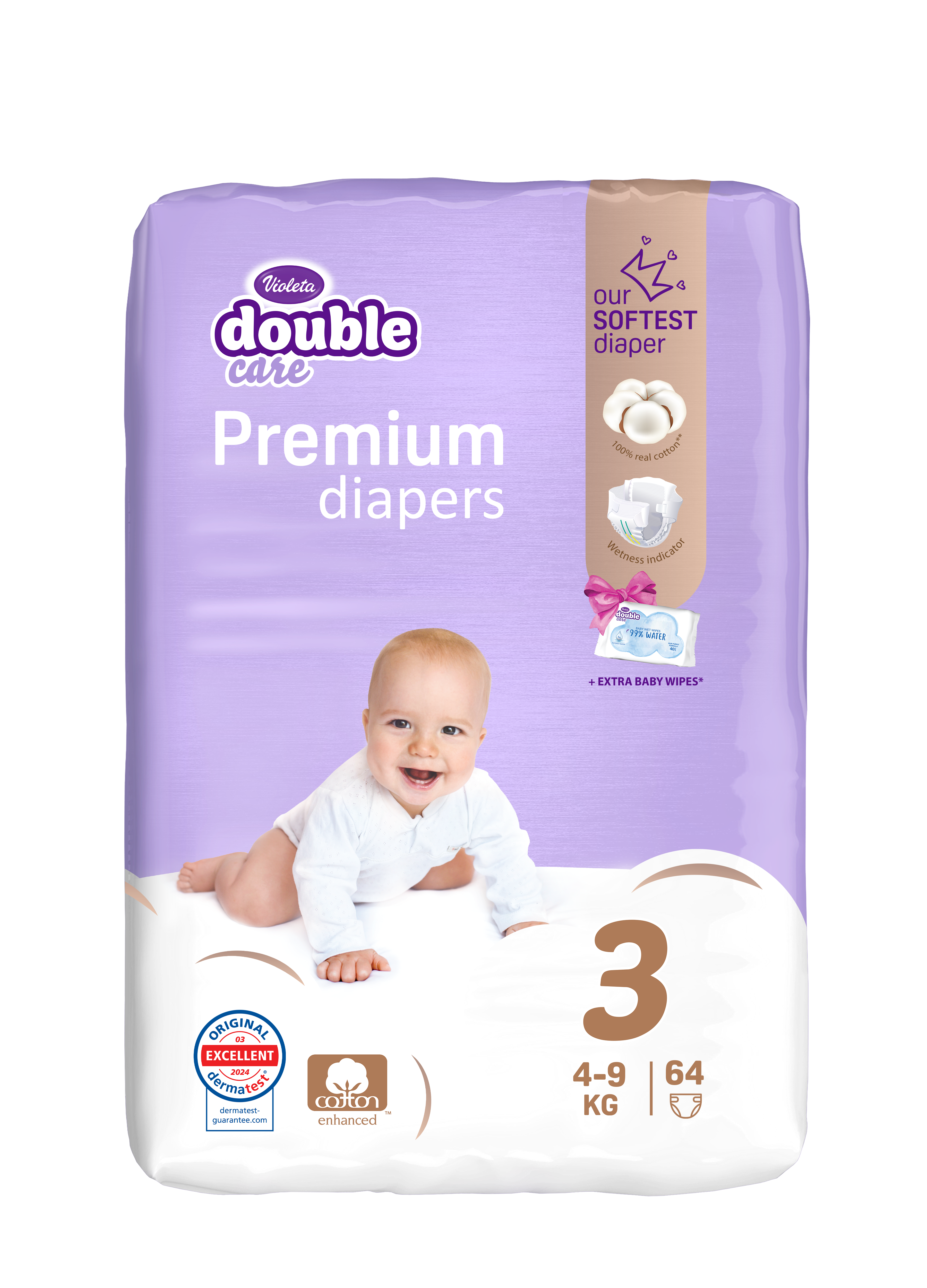 Violeta Pelene Premium Air Dry 3, 4-9 kg, 64 komada